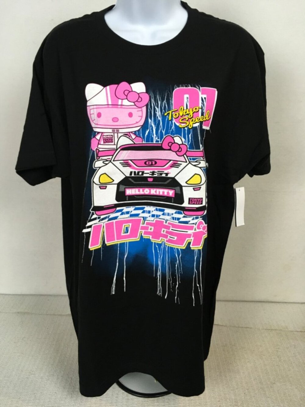 Sanrio T shirt Unisex Size L Black with Pink Hello Kitty Tokyo Special 01 New